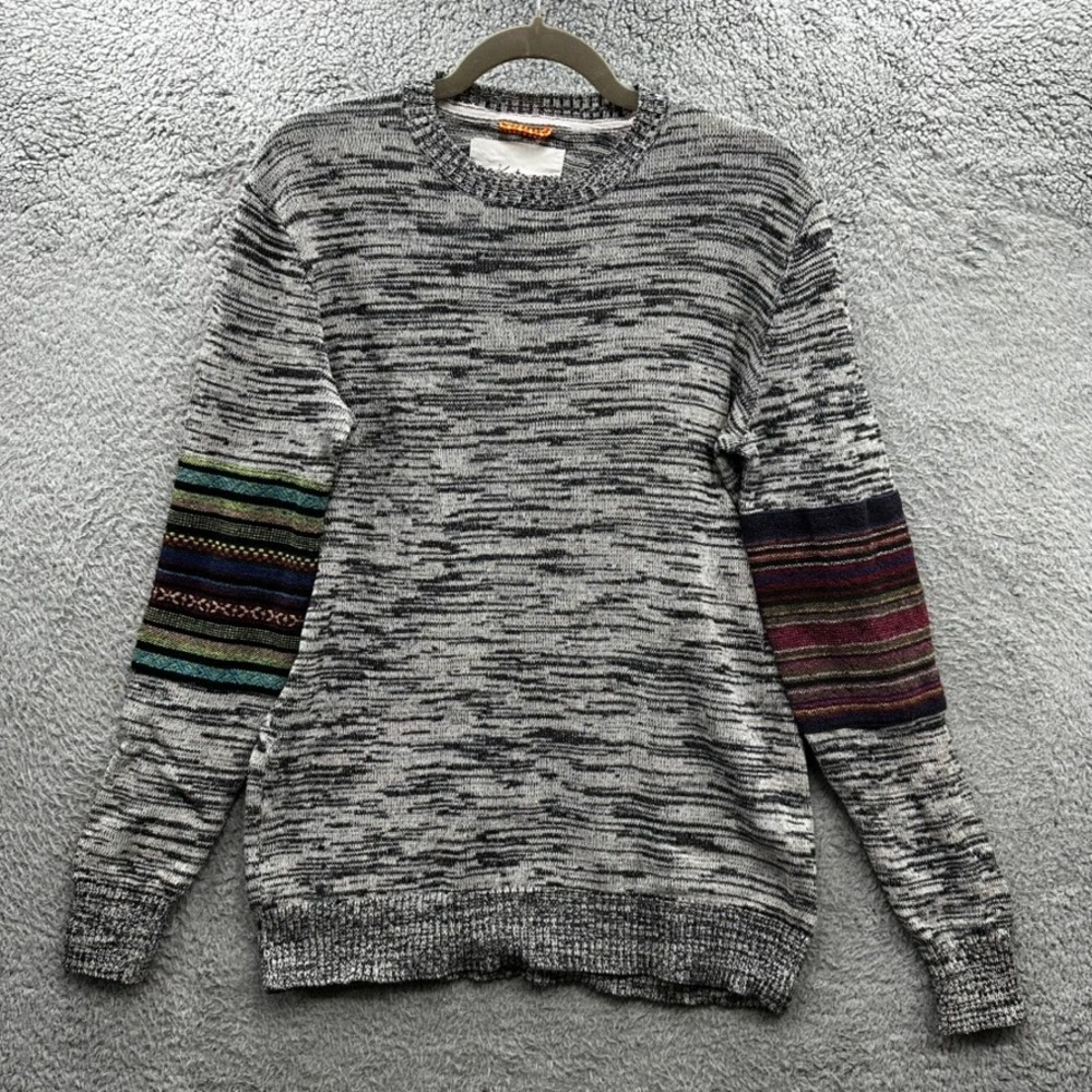 Urban Outfitters Koto Women's Small Space Dye SweaterBlack White Stripe Sleeve